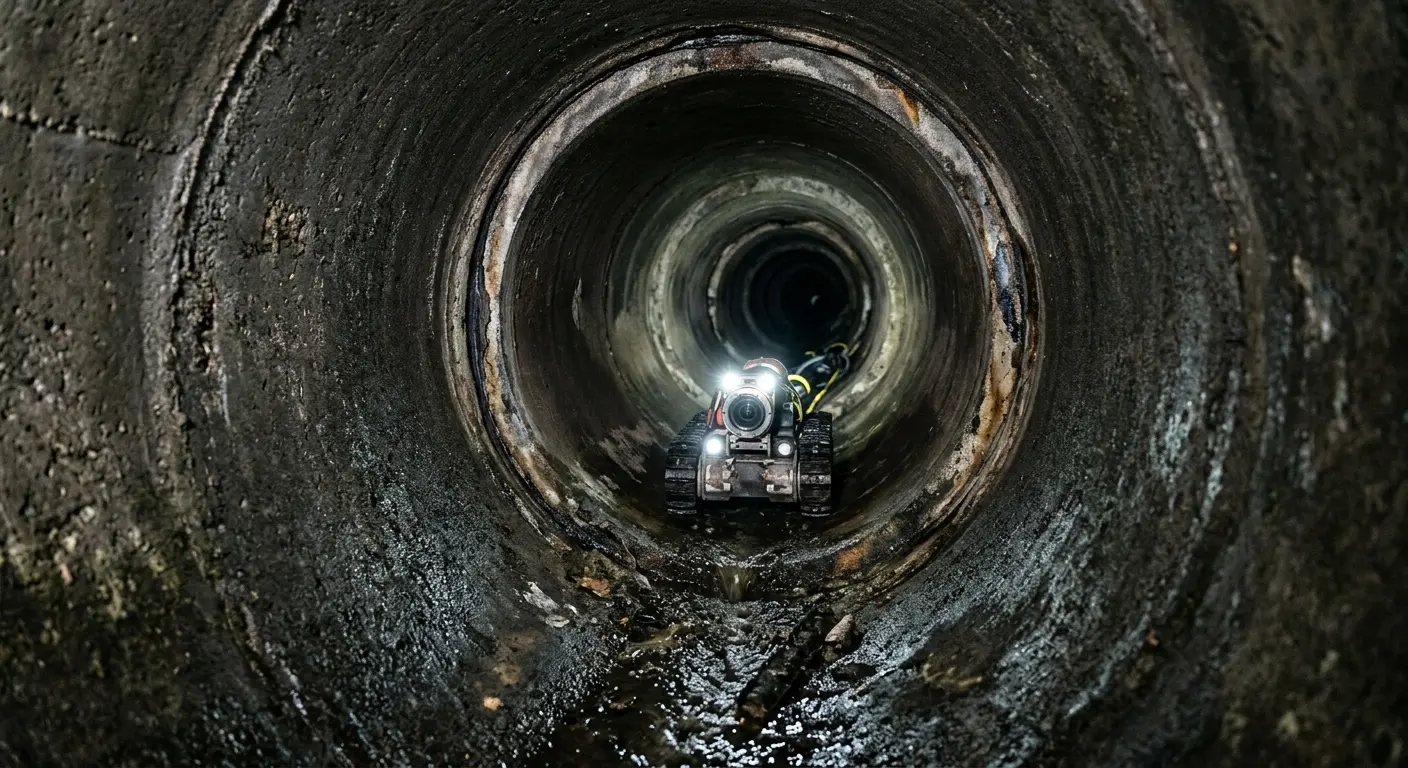 Robotic sewer camera inspecting pipe interior for Sewer Line Repair in South San Jose Hills
